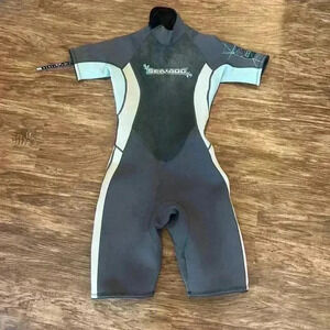 WOMENS BRP SEA-DOO 4 WAY FLEX WET/SURF/DIVING SUIT Size 9/10 Gray Blue